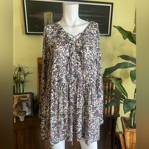 Torrid baby doll tunic floral blouse cottage shabby chic  boho freebird